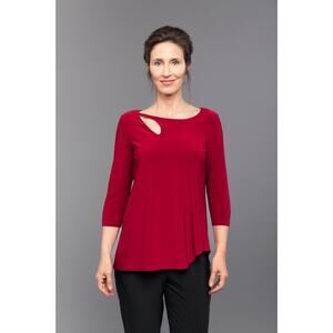 Sympli Cutout Top Size 8 Red Asymmetrical Hem Minimalist Modern Chic Soft